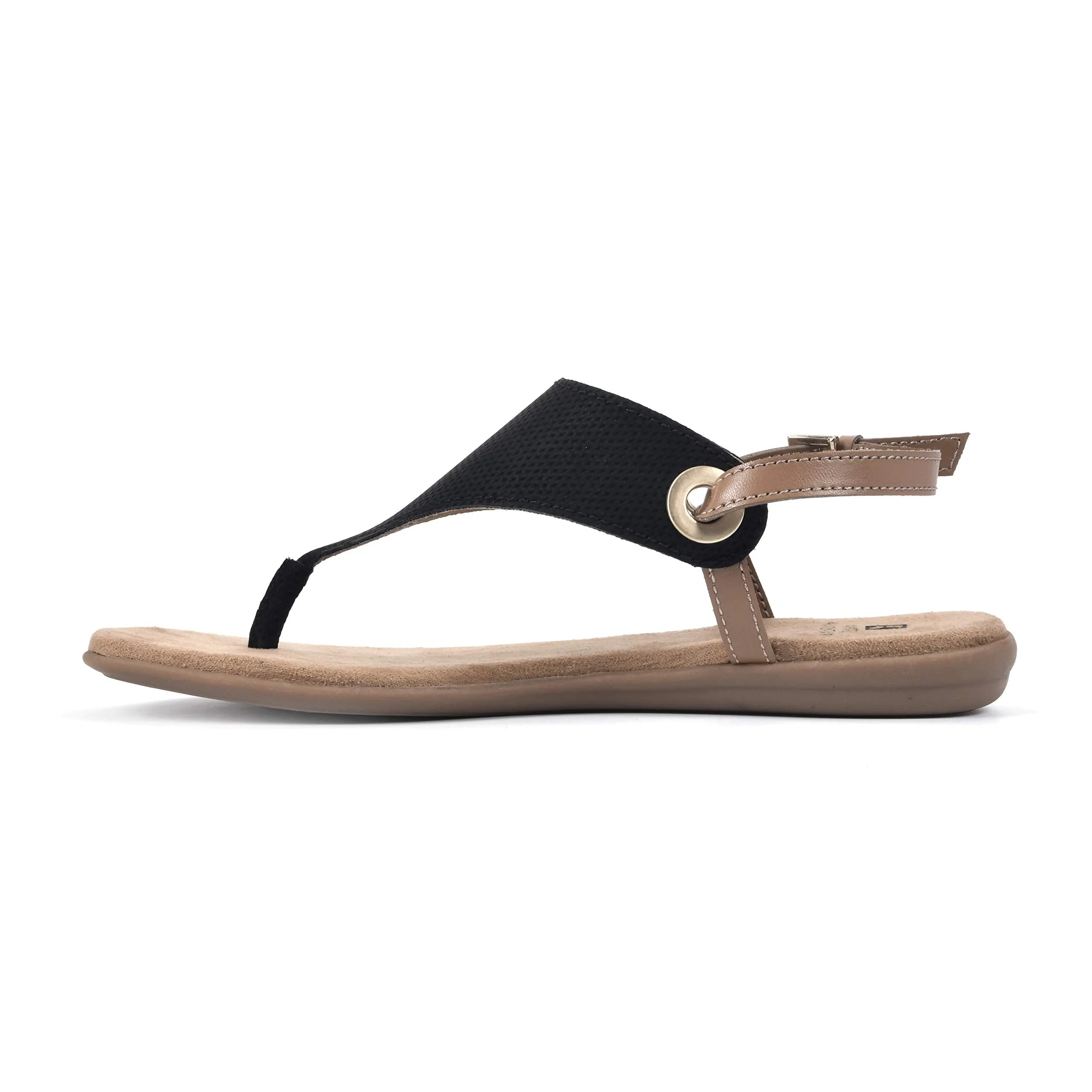 WHITE MOUNTAIN Shoes London Women's Flat Sandal, Black/Hc Smooth, 9.5 M