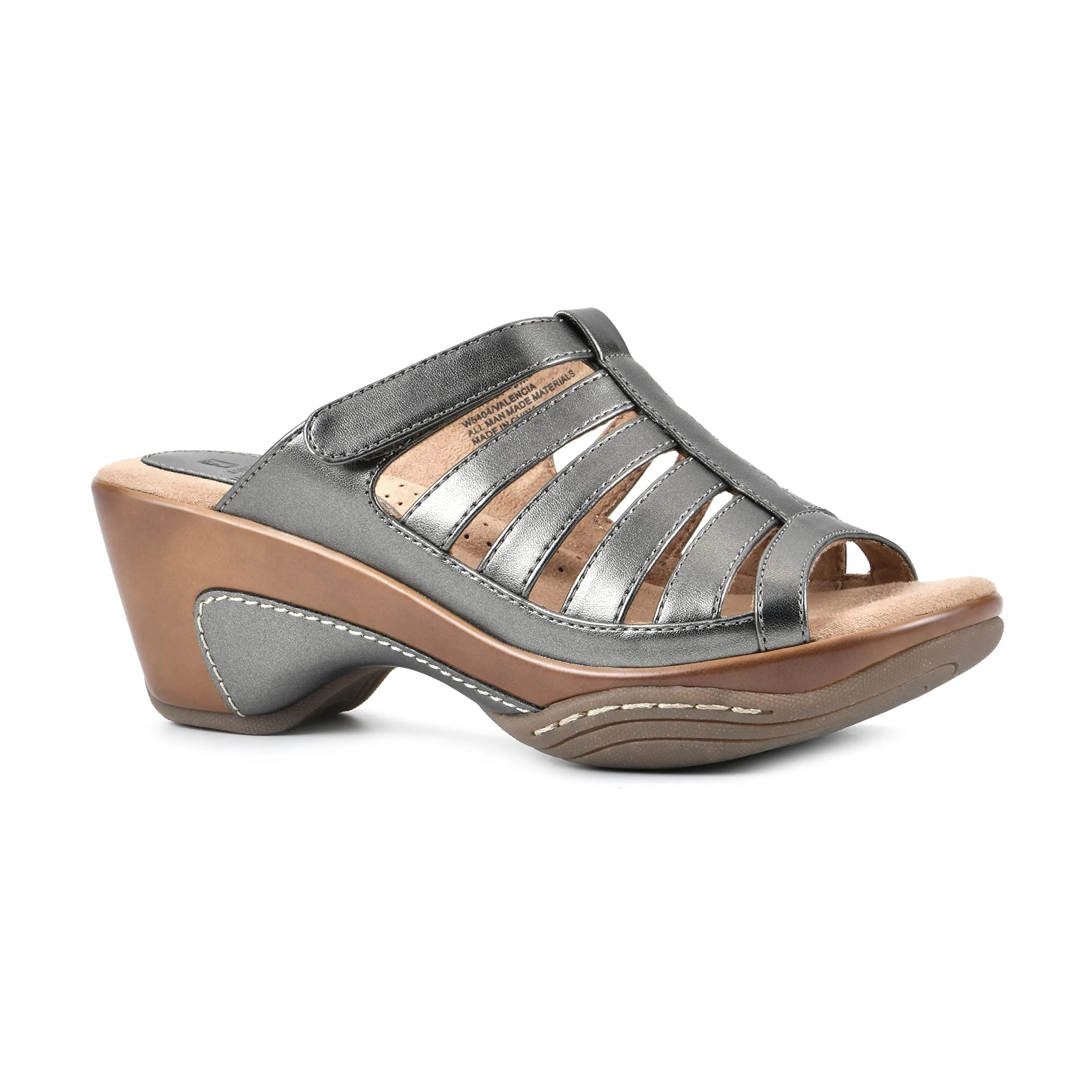WHITE MOUNTAIN Shoes Valencia Women's Clog Sandal, Pewter/Met/Smooth, 8.5 M