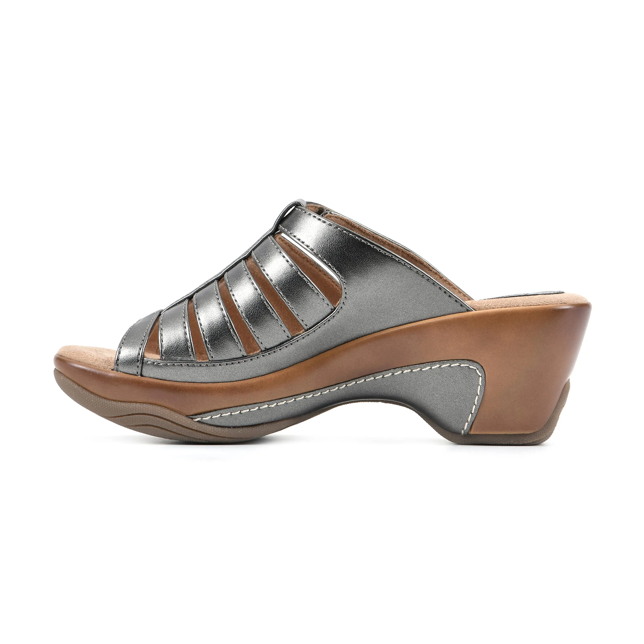 WHITE MOUNTAIN Shoes Valencia Women's Clog Sandal, Pewter/Met/Smooth, 8.5 M