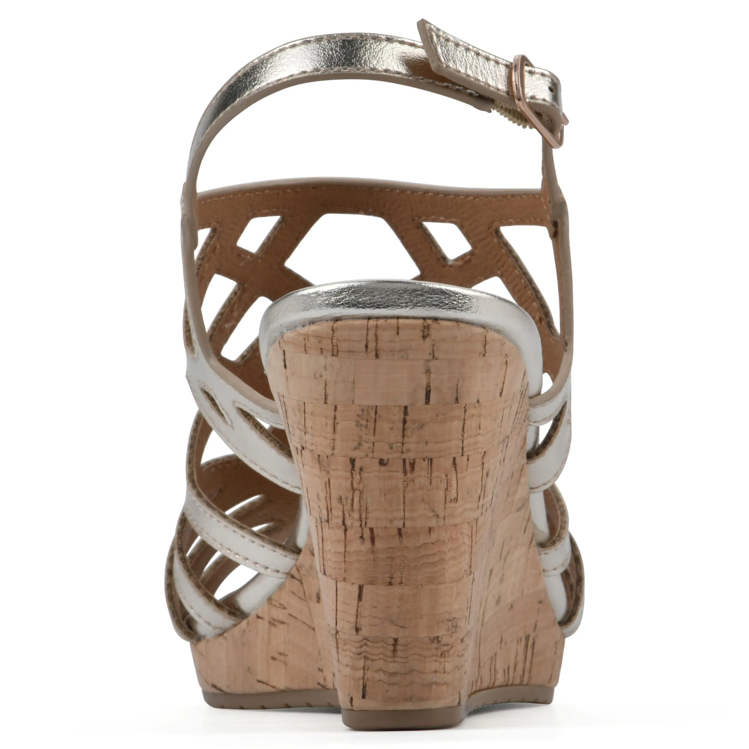 WHITE MOUNTAIN Women's Flaming Cork Wedge Sandal, Lt.Gold/Met/Smooth, 9.5 M