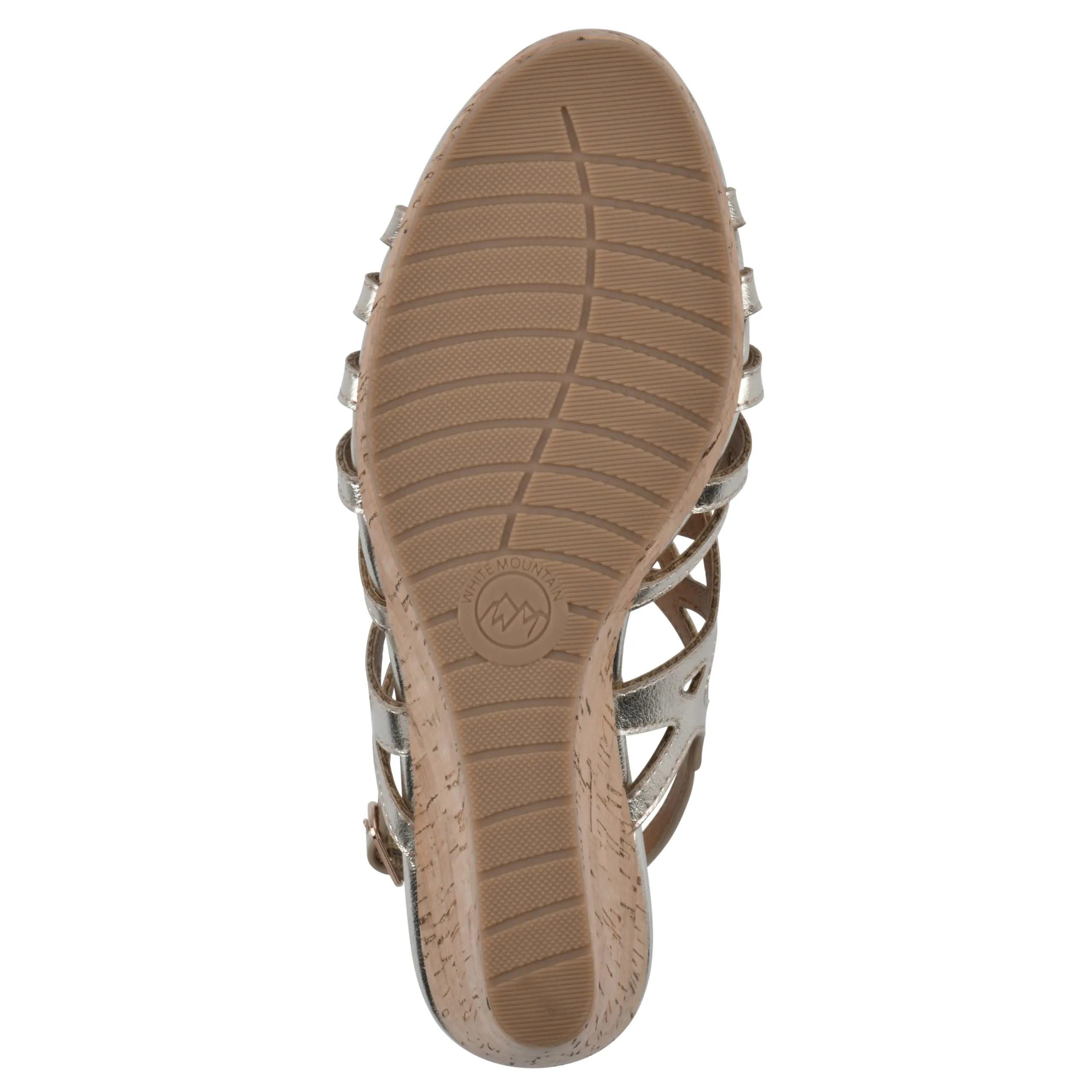 WHITE MOUNTAIN Women's Flaming Cork Wedge Sandal, Lt.Gold/Met/Smooth, 9.5 M