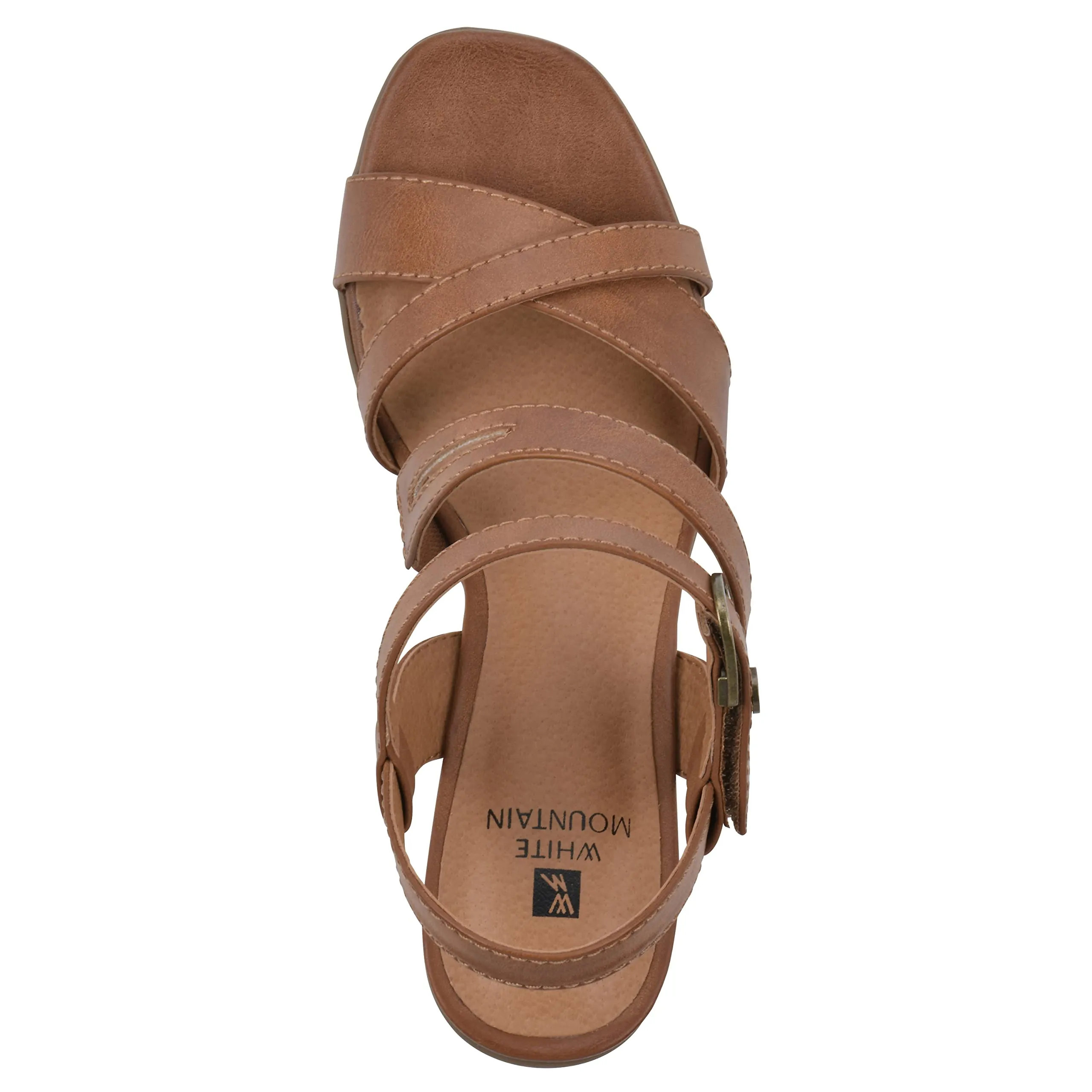 WHITE MOUNTAIN Women's Let Go Block Heel Sandal, Dk.Tan/Burn/Smooth, 6.5 M
