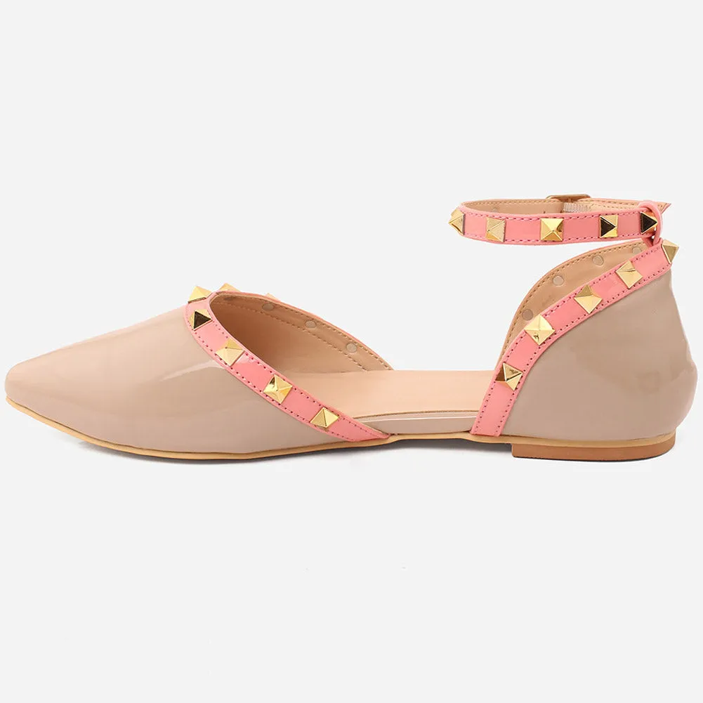 Women "REVONA" Low Ankle Strap Flats Shoes
