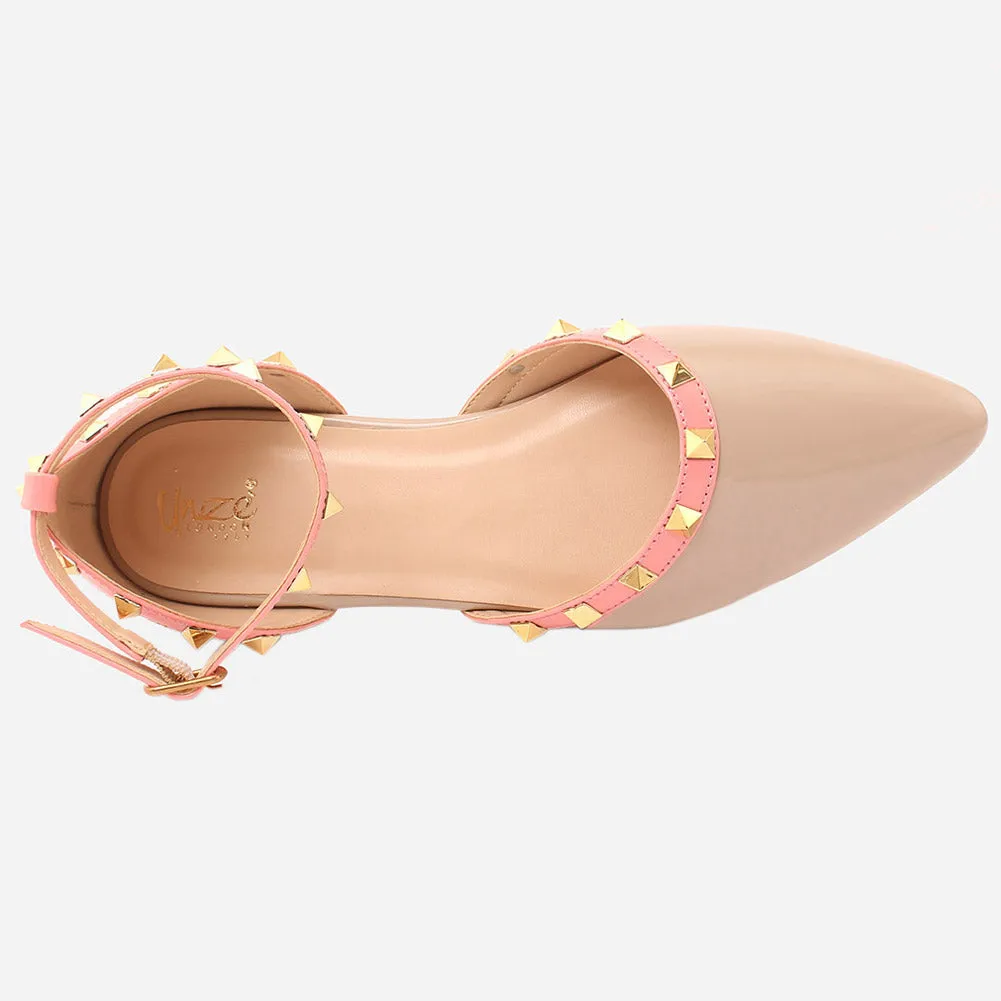 Women "REVONA" Low Ankle Strap Flats Shoes
