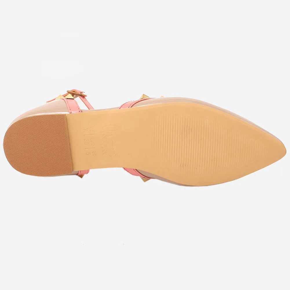 Women "REVONA" Low Ankle Strap Flats Shoes