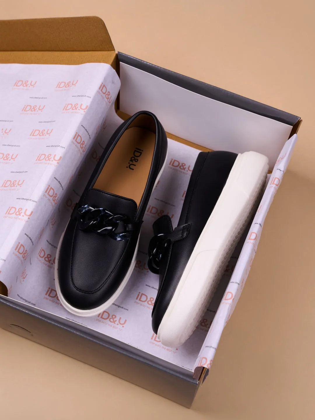 Women's Black Casual Slip On (IU1018)