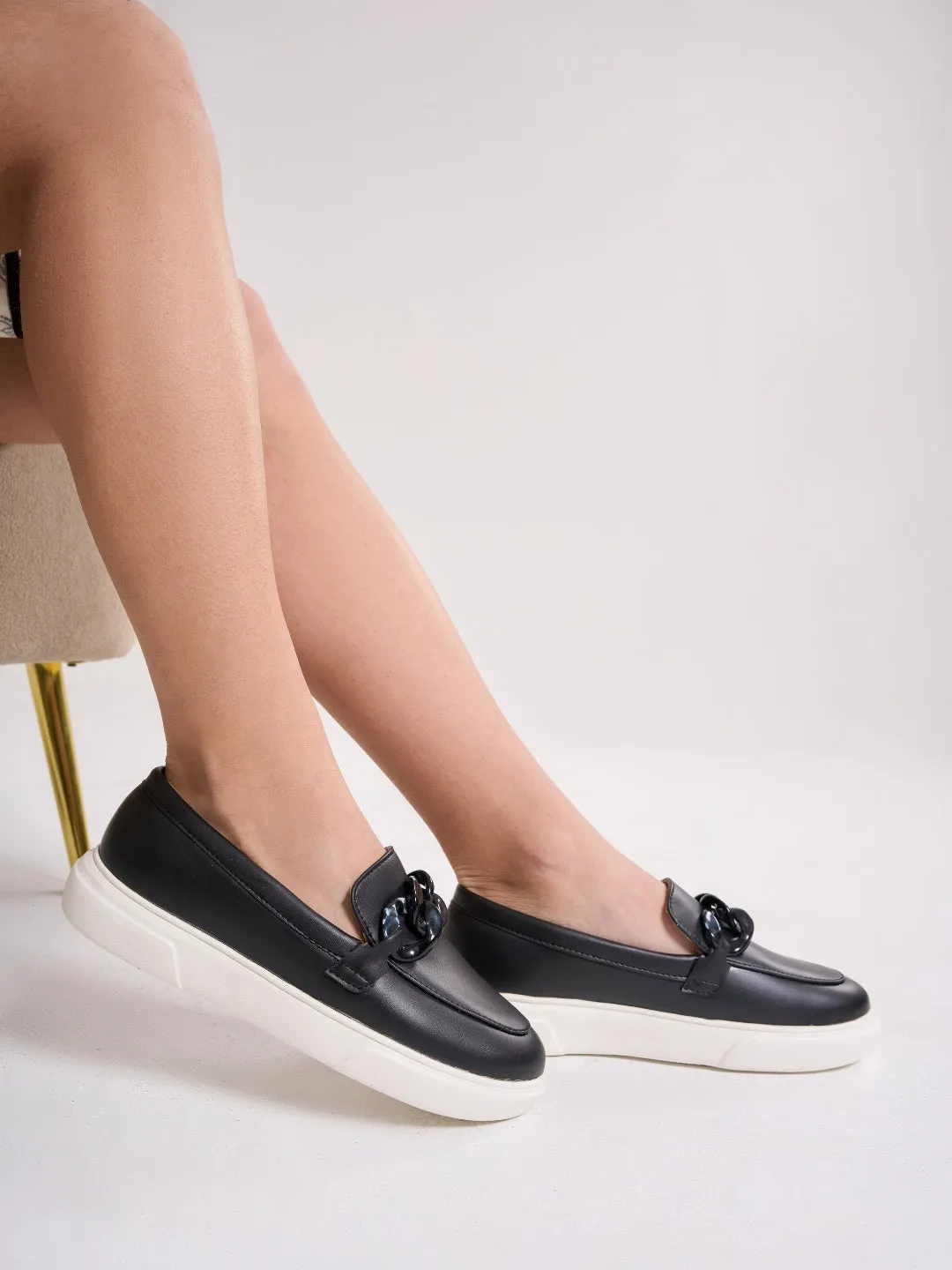 Women's Black Casual Slip On (IU1018)