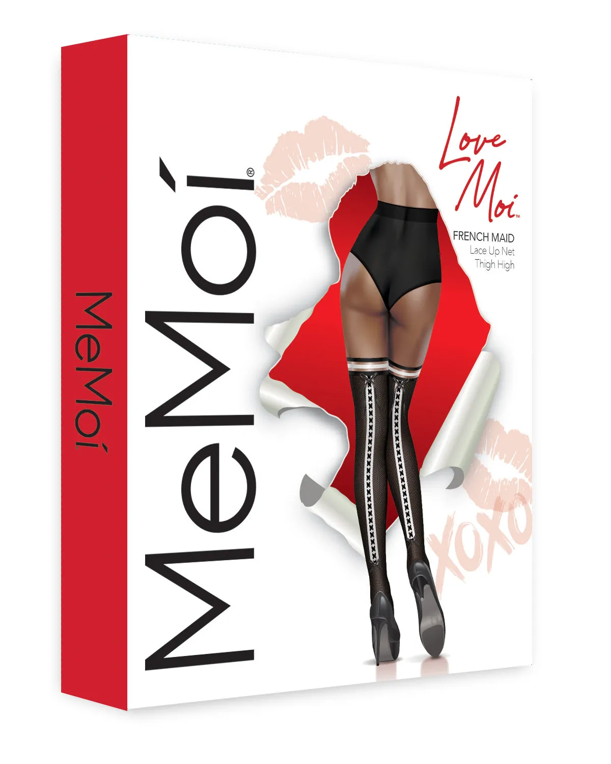 Women's French Maid Lace Up Backseam Net Thigh High