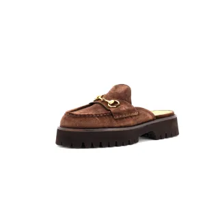 Women's Horsebit Flatform Mules Suede