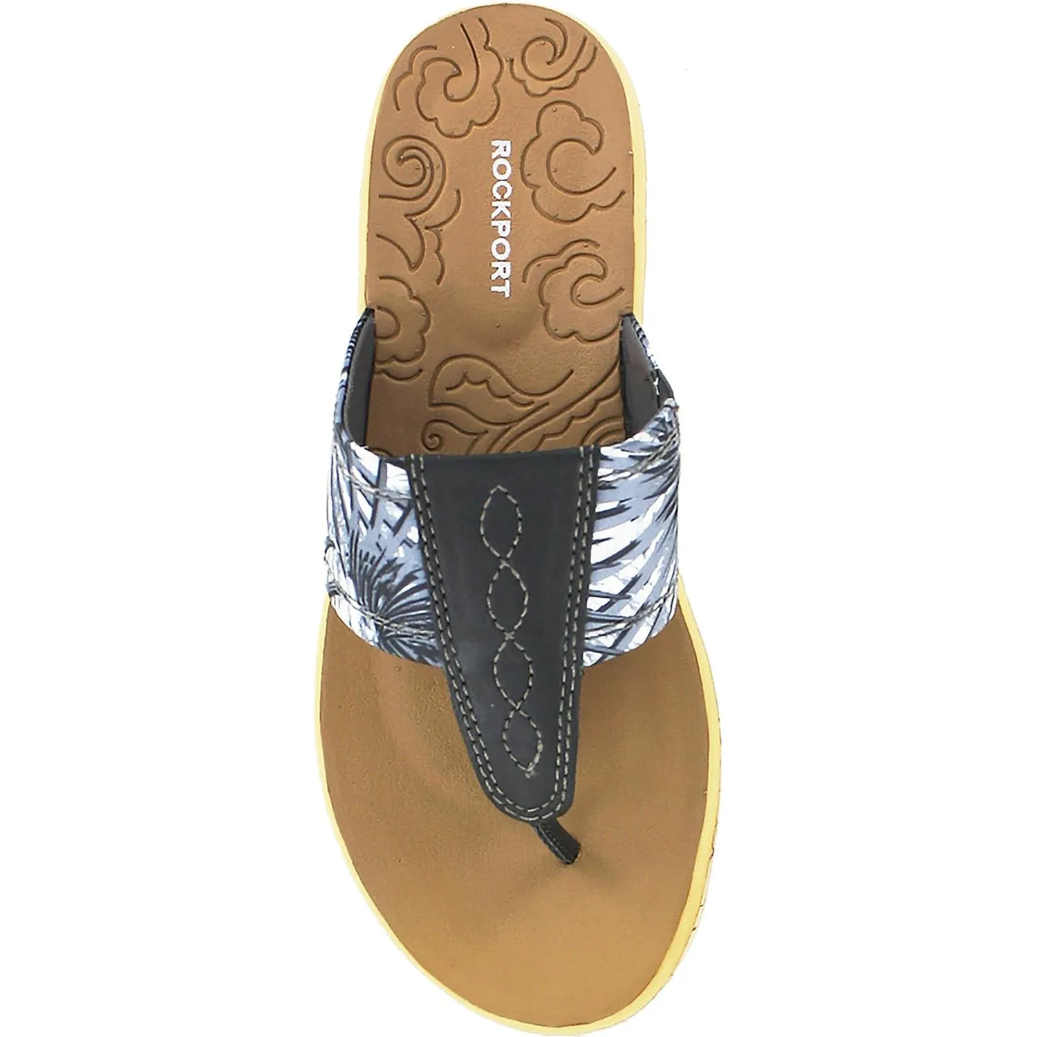 Women's Rockport Weekend Casuals Lanea Thong Grey Floral Leather