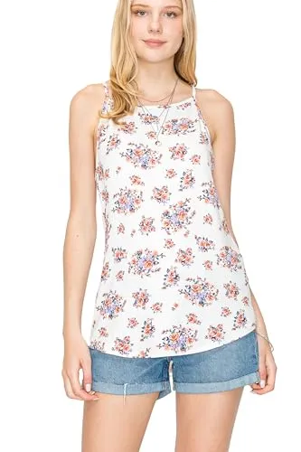 Women's Tank Casual Halter Spaghetti Strap Flowy Printed Vest Shirts Sleeveless Summer Tee Blouses