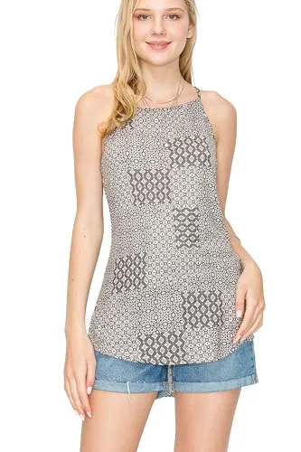 Women's Tank Casual Halter Spaghetti Strap Flowy Printed Vest Shirts Sleeveless Summer Tee Blouses