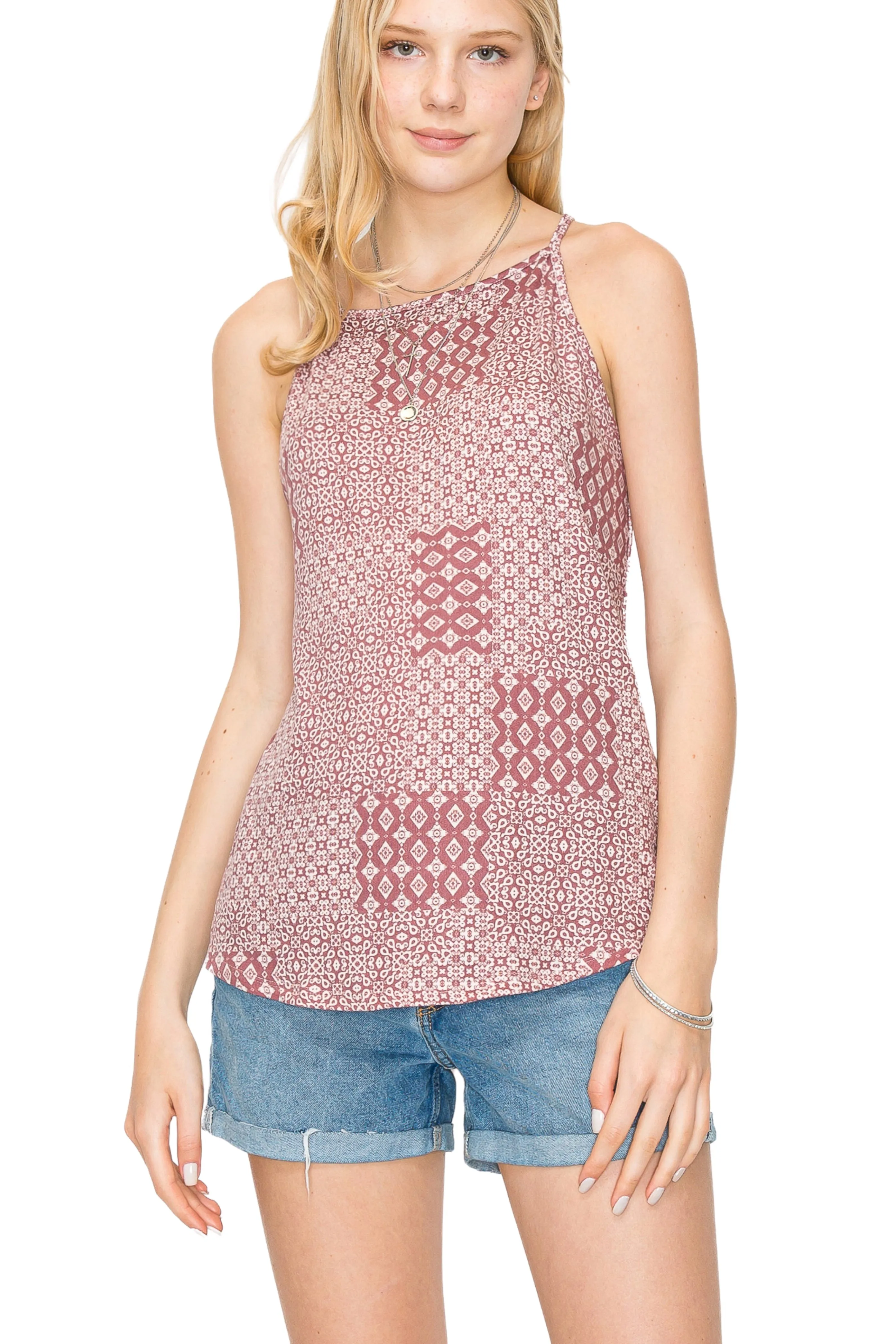 Women's Tank Casual Halter Spaghetti Strap Flowy Printed Vest Shirts Sleeveless Summer Tee Blouses