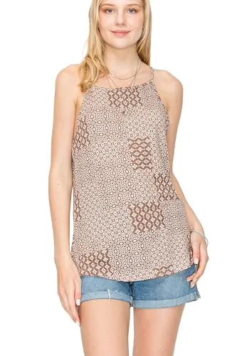 Women's Tank Casual Halter Spaghetti Strap Flowy Printed Vest Shirts Sleeveless Summer Tee Blouses