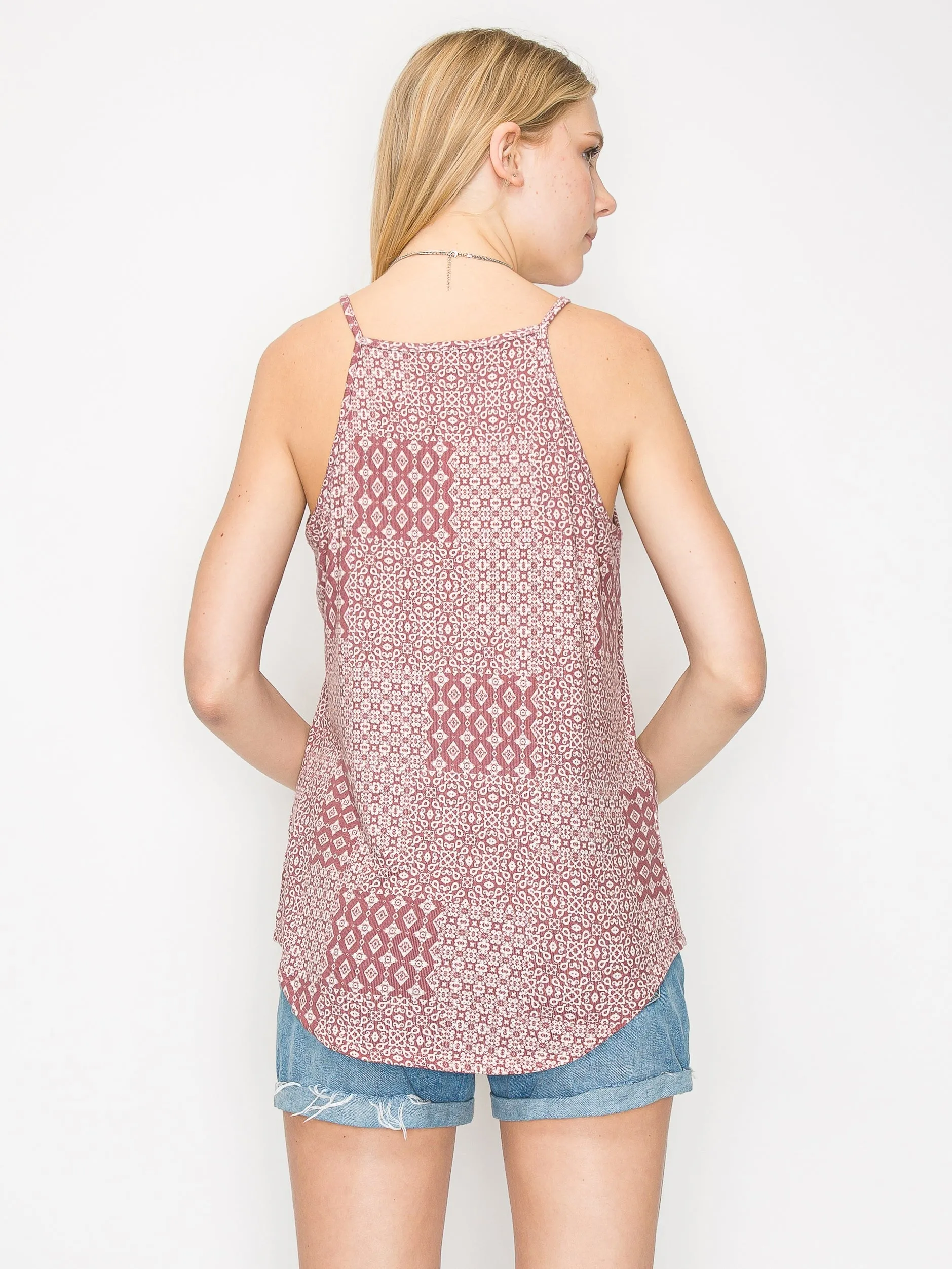 Women's Tank Casual Halter Spaghetti Strap Flowy Printed Vest Shirts Sleeveless Summer Tee Blouses